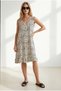 Women's Stone V-Neck Skirt Ruffled Knitted Viscose Dress Elb-19002688 - 2