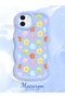 iPhone 11 Compatible Case Camera Protector Blue Silicone Couple Phone Case Floral Pattern - 2