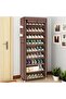 9-Tier Foldable Shoe Rack with Cover – 25-Pair Brown Shoe Organizer, 157x59x28cm Space Saving Storage Shelf for Home - 5