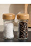 Brown Round Glass Jar With Wood Lid & Stand Set (9 Piece) - 4