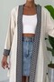Women's Beige Linen Kimono with Embroidery and Tie Detail Esr230 - 4
