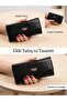 Women's Black Crocodile Wallet, Card Holder Detail, Phone Compartment, Large Wallet - 3