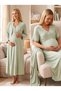 New Season Green Ribbed Design with Breastfeeding Feature Short Sleeve 100% Cotton Maternity Pajamas Nightgown Set of 2 - 3