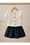 Scalloped Collar Floral Skirt Set