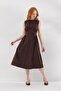 Dress with Stitching Detail in Brown - 2