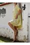 Pool Necklace Collar, Short Sleeve Flowery Oversize Woven Dress - 7