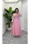 Stone Embellished Evening Dress with Back Tie - 5
