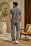 Rooy Wrinkled Crinkle Fabric Summer Lycra Men's Shirt and Pants Set - 3