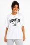 Women's Oversize 100% Cotton Brooklyn Printed Comfortable Fit T-Shirt - White - 2