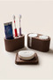 Perla 3 Piece Bathroom Set Toothbrush Holder Makeup Cotton Swab Stand and Soap Dish - 2