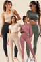 4-Piece Advantageous Set Women's High Waist Ribbed Diver Camisole Fabric Flexible Comfortable Daily and Sports Yoga Pilates No-Show Ankle-Length Shaping Long Leggings