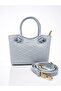 Imported Women's Laser Cut / Perforated Pattern Hand and Shoulder Bag with Zipper Width: 21 cm Length: 14 cm - 2