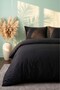 Elite Black Striped Satin Double Duvet Cover Set - 4 Pieces