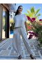 Beige Pleated Modal Shalwar Trousers Blouse Set