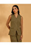 Women Olive Linen Waistcoat