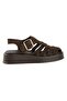 Suede Braided Women's Sandals Dg6095 Brown - 7