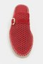 Maren Red Suede Leather Laser Perforated Buckle Detail Straw Sole Women's Espadrille Slippers - 6