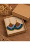 Colorful Bead Embroidered Handmade Macrame Fan Earrings – Bohemian Woman - 2