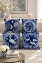 Blue World Storks Patterned 4-Piece Throw Pillow Cover Set