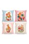 Thoughtful Animals Patterned 4-Piece Children's and Baby Pillowcase Set - 3