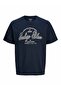 Men's Navy Blue Jjedenver Graphic Tee Ss O-Neck Sn Pls T-Shirt - 4