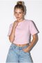 Women's Candy Pink Crew Neck Corsage Crop Blouse with Stitching Detail Öb261040 60286436 - 3