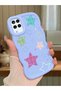 Samsung Galaxy A12 Compatible Case Camera Protector Blue Silicone Couple Phone Case Star Pattern