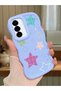 Samsung Galaxy A56 Compatible Case Camera Protector Blue Silicone Couple Phone Case Star Pattern