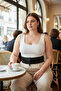 Plus Size Black Women's Belt Corset Model with Chain Detail
