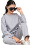 Unisex Girls-Boys Children's 3-Thread Ribbed Cotton Basic Crew Neck School Tracksuit Set - 4