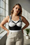 Plus Size Black Women's Belt Ring Detailed Leather Bra Harness Body Accessory - 2