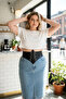 Plus Size Black Women's Corset Belt, Wide and Detailed with Eyelets - 4