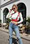 Red Women's Belt with Shoulder Detail and Double Buckle Leather - 3