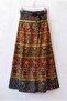 Green Tie-Waist Allover Printed Casual Cotton Long Wrap Woven Skirt 102 70 - 2