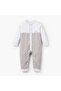 Cotton Collared Long Sleeves Sleepsuit with Stripes - 2