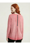 Women's Long Sleeve V-Neck Loose Blouse - Pink Stripe Detail - 2