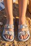 Ice Blue Slippers with Accessory Detail - Soft Sole Casual and Beach Slippers
