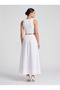 Women's Lined Poplin Long Skirt – Elastic Waist, Pockets - 4