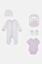 Toddlers Girl 5 Pieces Bodysuit,Bib,Hat and Mitts Gift Set, Multicolor - 2