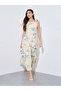Yellow Floral Print Ruffled Midi Dress - 3