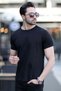 Men's Crew Neck Ribbed Cotton T-Shirt Black - 3