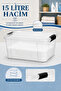 3 Pieces 15Lt Elora Organizer Box - Bathroom Organizer with Lockable Lid, Powder Tablet Detergent Box, Transparent - 3