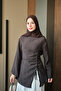 Women's Side Tie Detail Stitched Tunic Brown