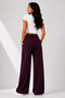 Women's Pearl Belted Palazzo Oversize Wide Cut Flowy Lycra Pants with Belt - 5