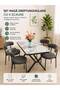 Rectangular table Top Bottom Set with 4 upholstered chairs – Marble look top - 2