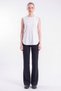 Zero Sleeve Cotton Slit Long T-Shirt & High Waist Stretch Fabric Spanish Flare Pants Dual Set
