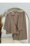 Vinmora Side-Tie Kimono and Strawberry Trousers Set As478-Ek544 Milk Coffee - 2