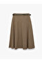 Asymmetrical Cut Plaid Midi Skirt with Belt Detail - 6