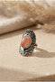 Plated Large Agate Stone Adjustable Ring - 3