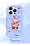 iPhone 14 Pro Compatible Case Camera Protector Blue Silicone Couple Phone Case Strawberry Pattern - 2